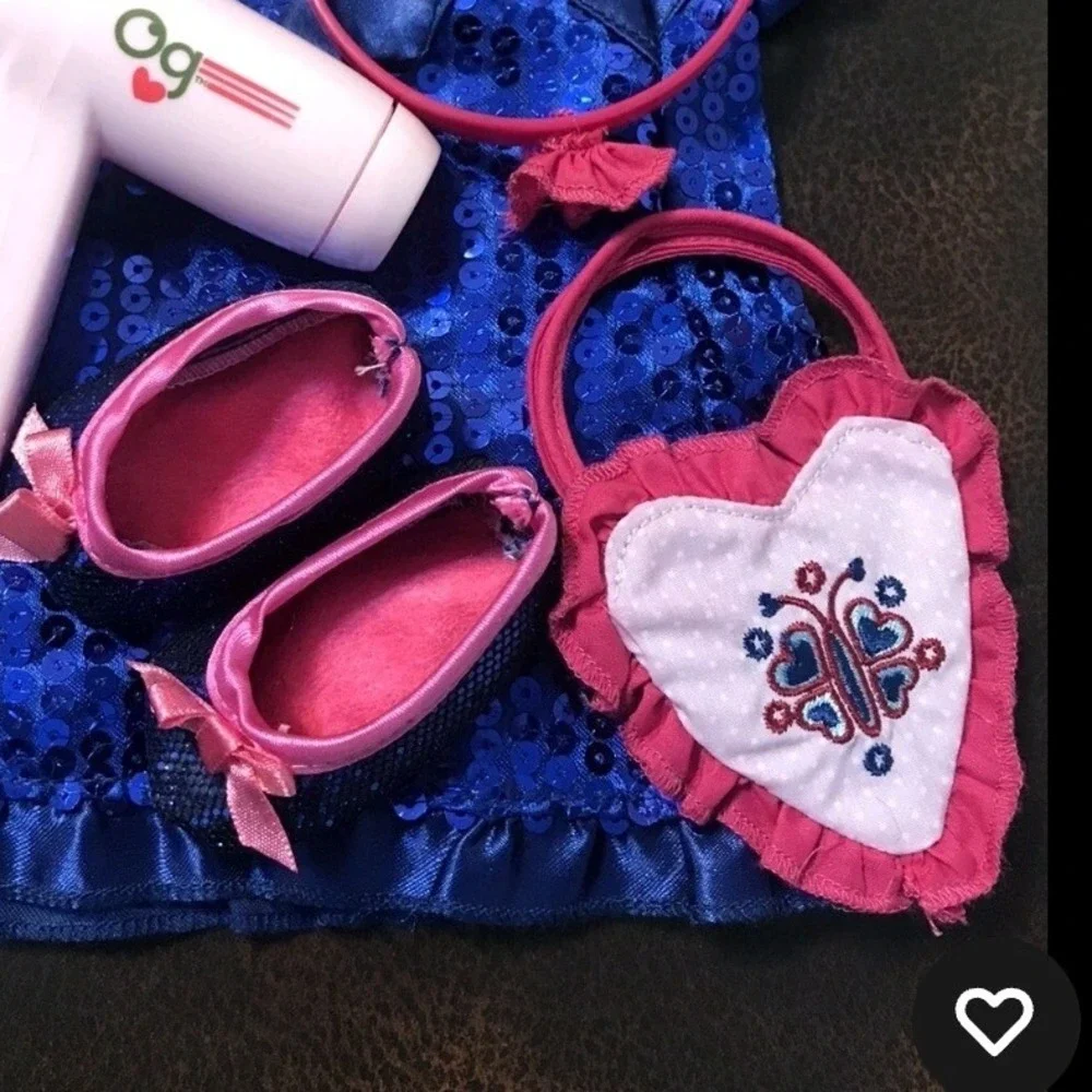 OUR GENERATION‎ Doll Accessory Girls Pink Heart Butterfly Ruffle Bag Purse
